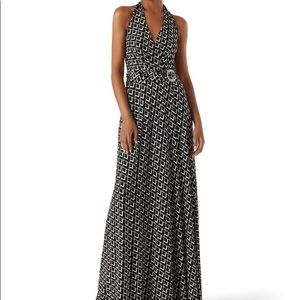 WHBM Geo Print Halter Maxi